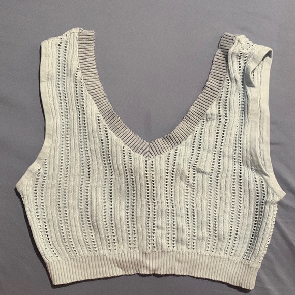 Pastel-Blue Cropped Tank-Top - Picture 1 of 3